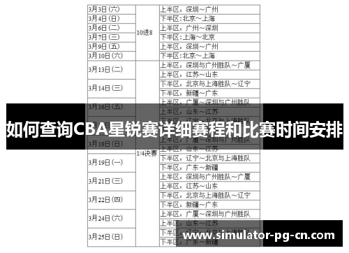 如何查询CBA星锐赛详细赛程和比赛时间安排